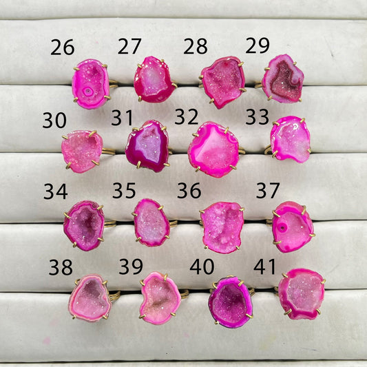 Rings by Selection Anokha Brass Gold Plated 20 - 25 MM Pink My Store
