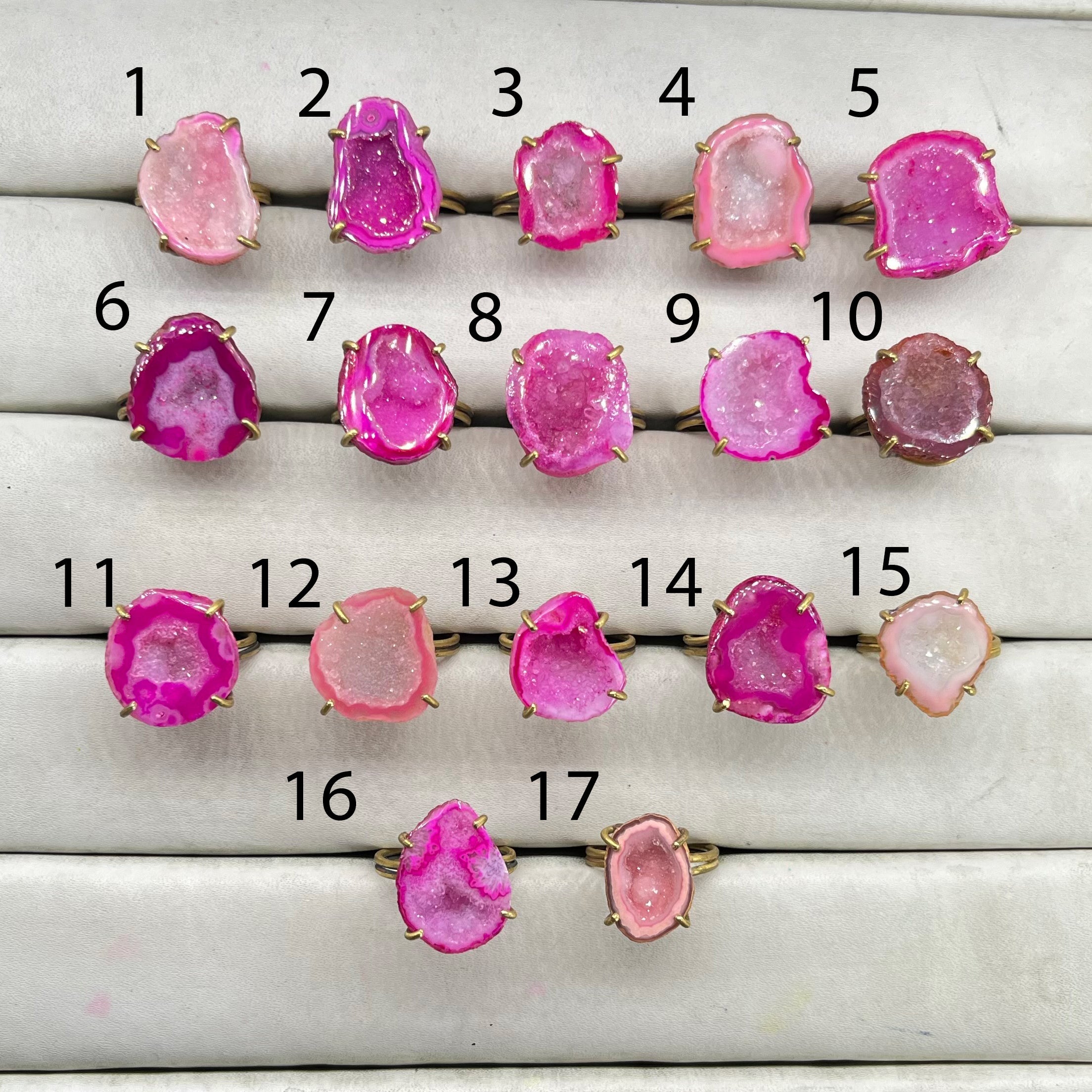 Rings by Selection Anokha Brass Gold Plated 15- 20 MM Pink My Store