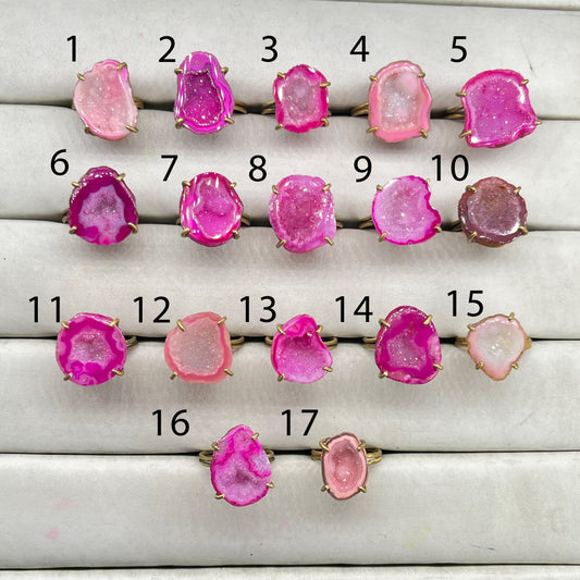 Rings by Selection Anokha Brass Gold Plated 15- 20 MM Pink My Store