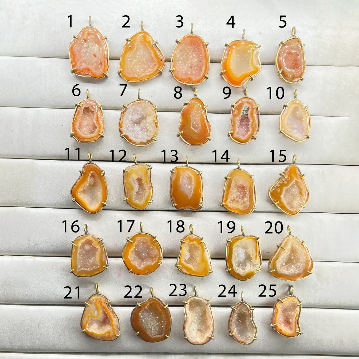 Geode  Bezel Pendant stone by Selection 30 - 40 mm Orange My Store