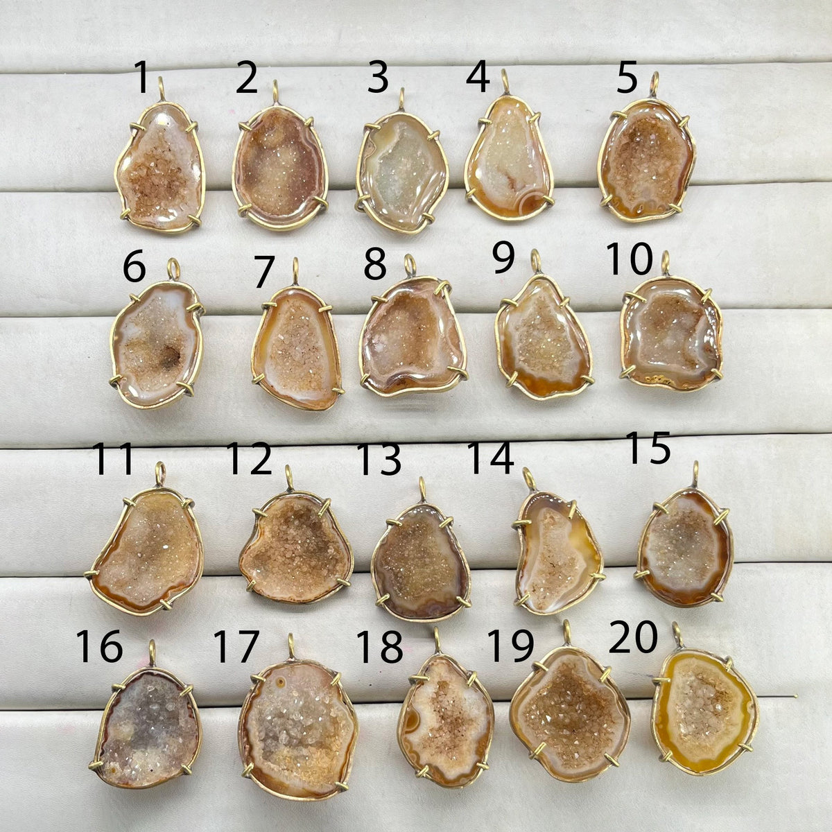 Geode  Bezel Pendant stone by Selection 30 - 40 mm Brown My Store