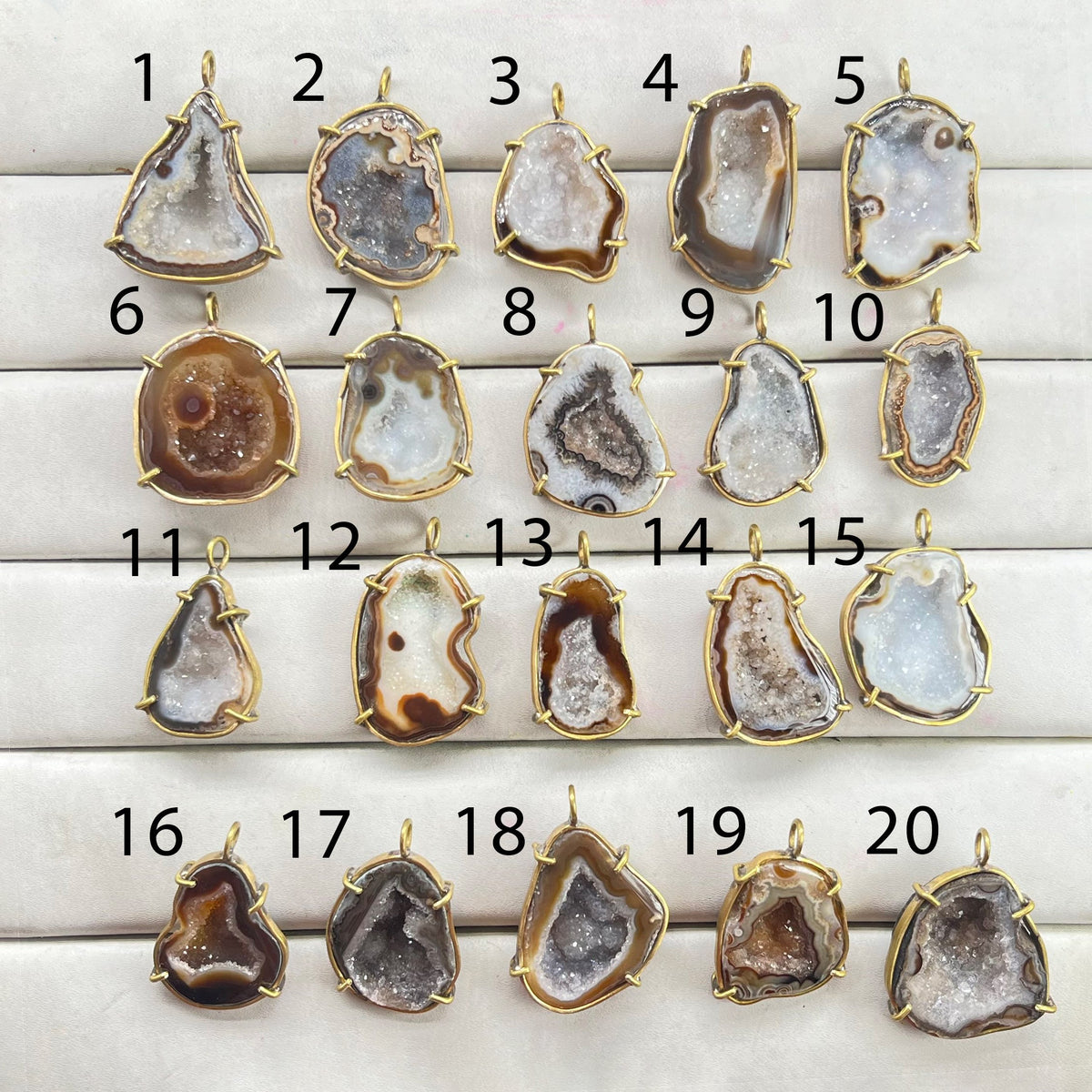 Geode  Bezel Pendant stone by Selection 30 - 40 mm Brown My Store