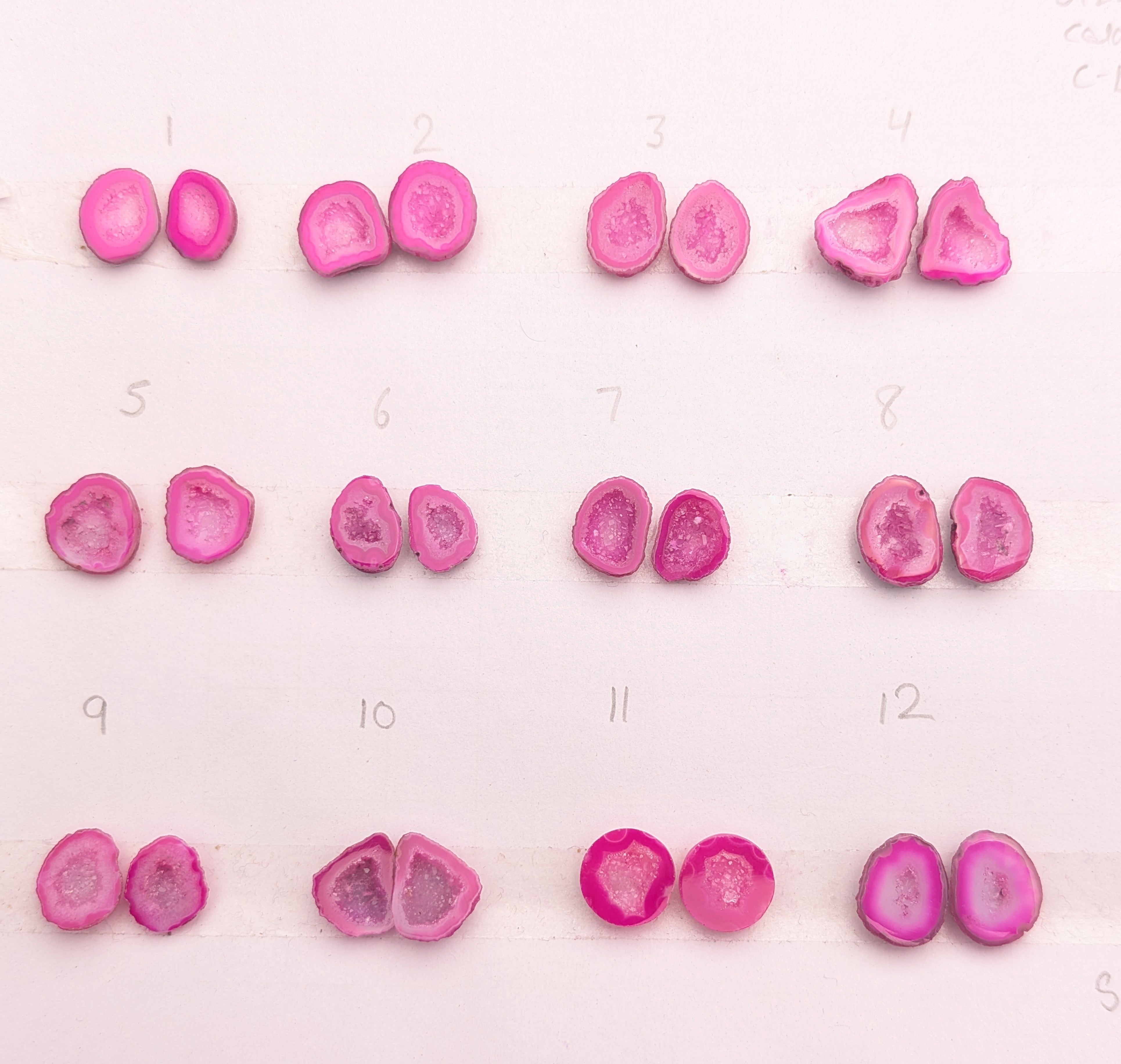 Pink Geode Pair Earrings | Natural 10-15 mm Stones | Unique Handpicked Matching Geodes for Earring My Store