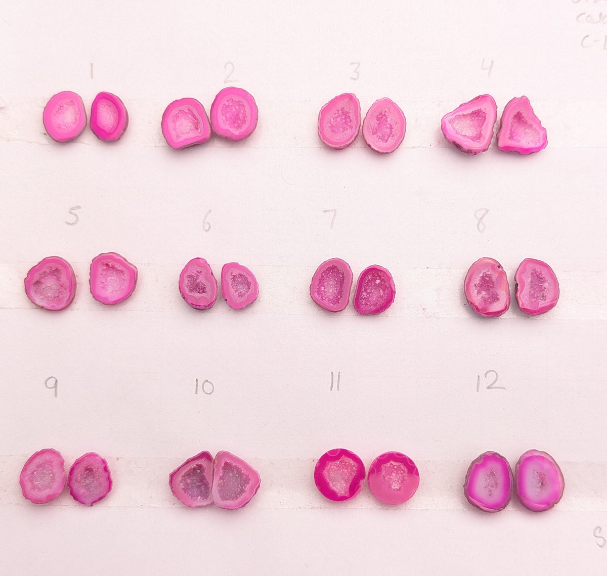 Pink Geode Pair Earrings | Natural 10-15 mm Stones | Unique Handpicked Matching Geodes for Earring My Store