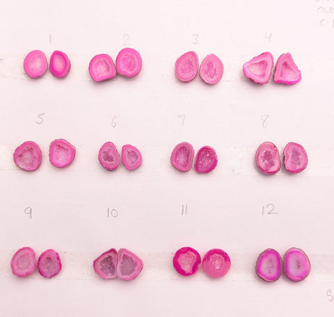 Pink Geode Pair Earrings | Natural 10-15 mm Stones | Unique Handpicked Matching Geodes for Earring My Store