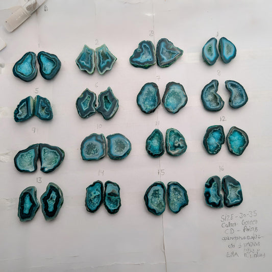 Green Geode Pair Earrings | Natural 30-35 mm Stones | Unique Handpicked Matching Geodes for Earring My Store