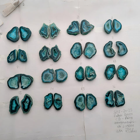 Green Geode Pair Earrings | Natural 30-35 mm Stones | Unique Handpicked Matching Geodes for Earring My Store
