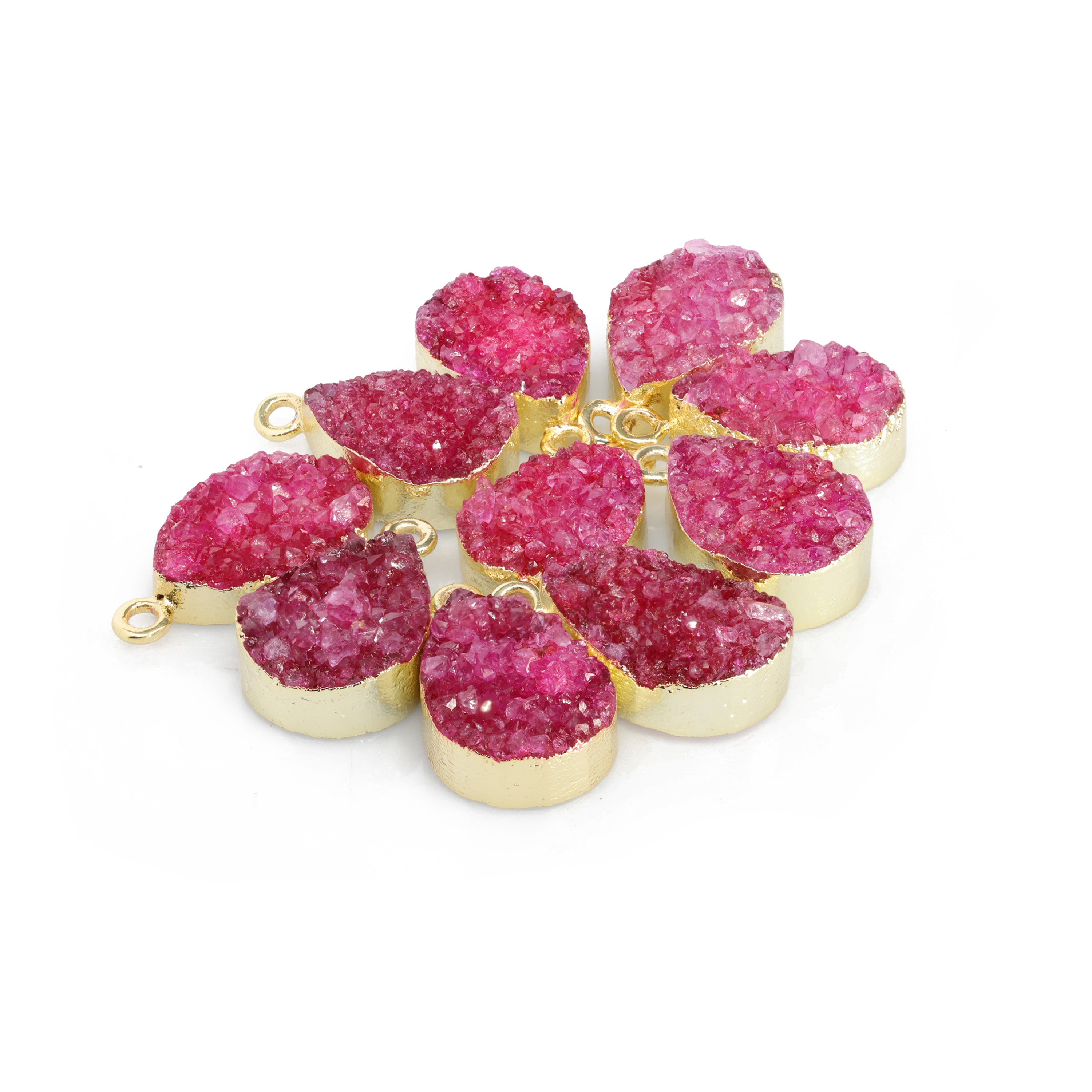 Connectors 8 * 12 mm Natural Agate druzy gemstone 24 k gold Edged 1 Bail pear teardrop My Store