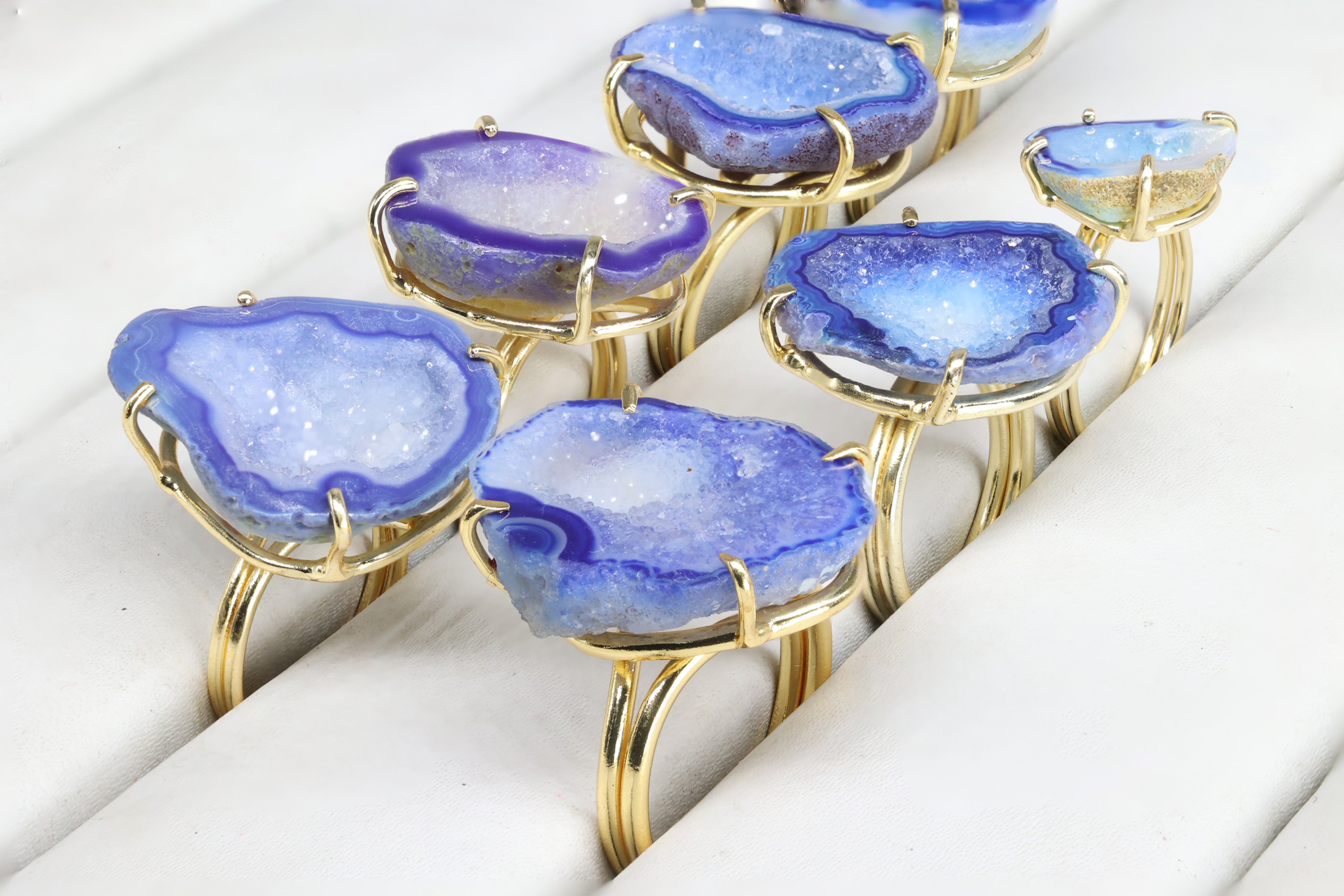 Rings by Selection Anokha Brass Gold Plated 15 - 25 MM Blue My Store