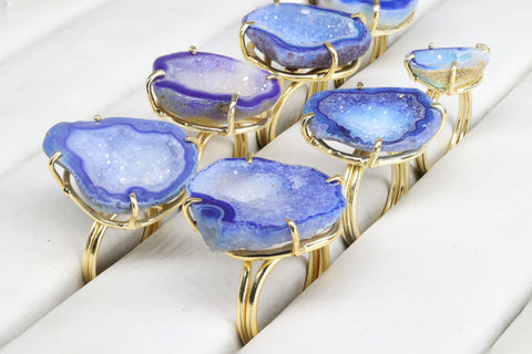 Rings by Selection Anokha Brass Gold Plated 15 - 25 MM Blue My Store