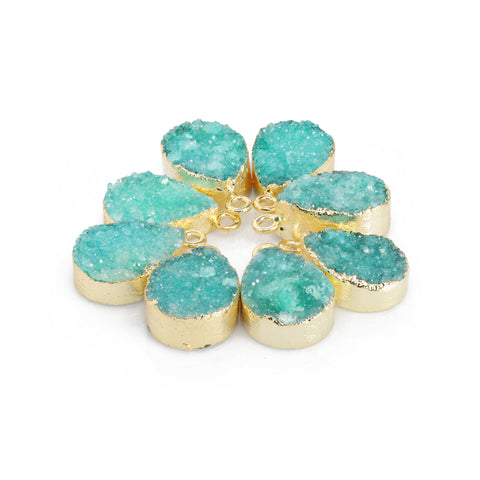 Connectors 8 * 12 mm Natural Agate druzy gemstone 24 k gold Edged 1 Bail pear teardrop My Store