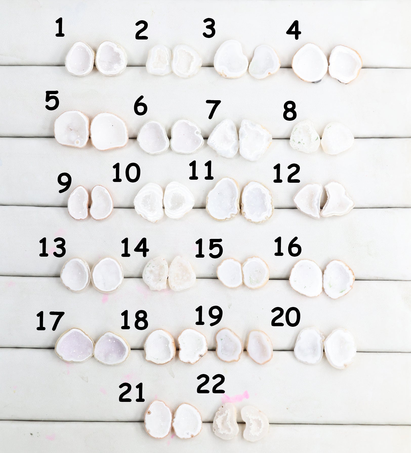 Geode Pairs by Selection 15 - 20 MM Milky White My Store