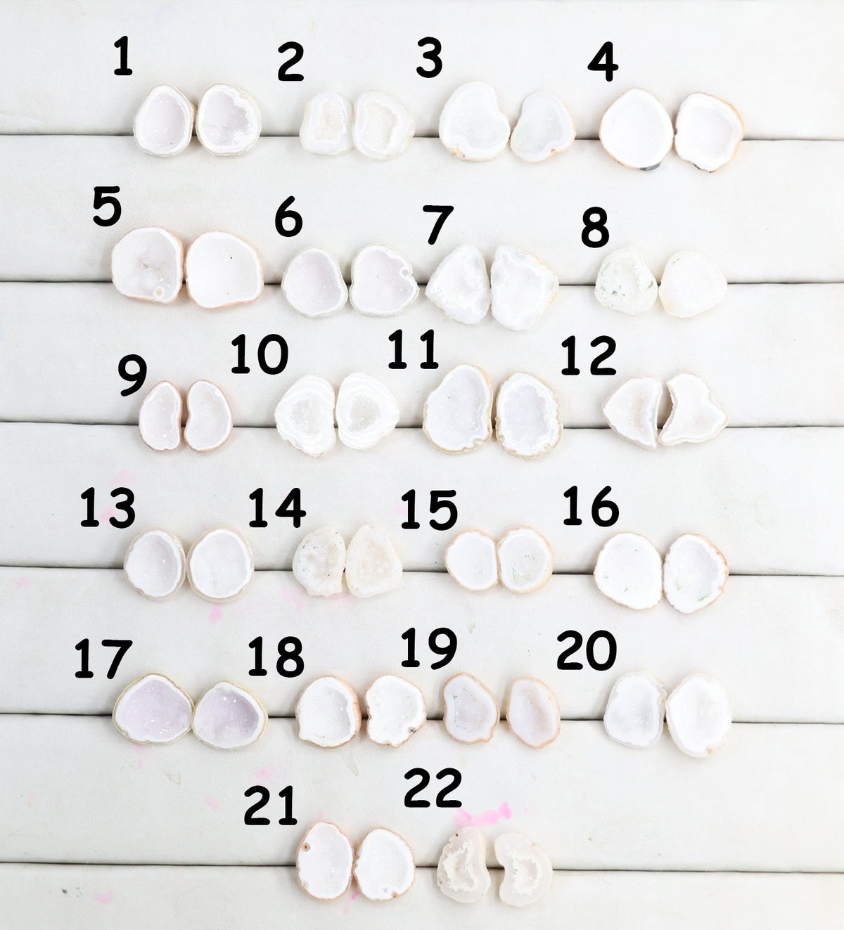 Geode Pairs by Selection 15 - 20 MM Milky White My Store