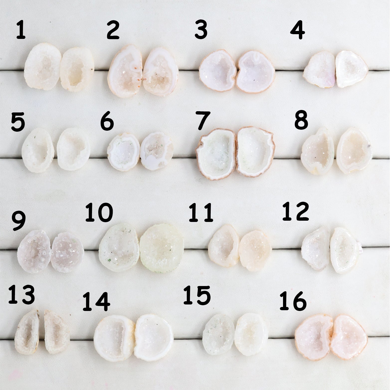 Geode Pairs by Selection 15 - 20 MM White My Store