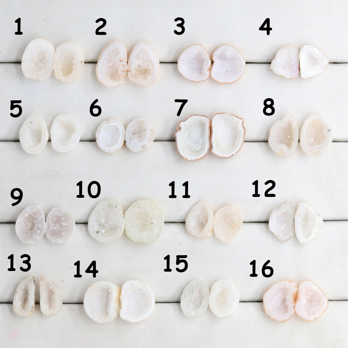 Geode Pairs by Selection 15 - 20 MM White My Store