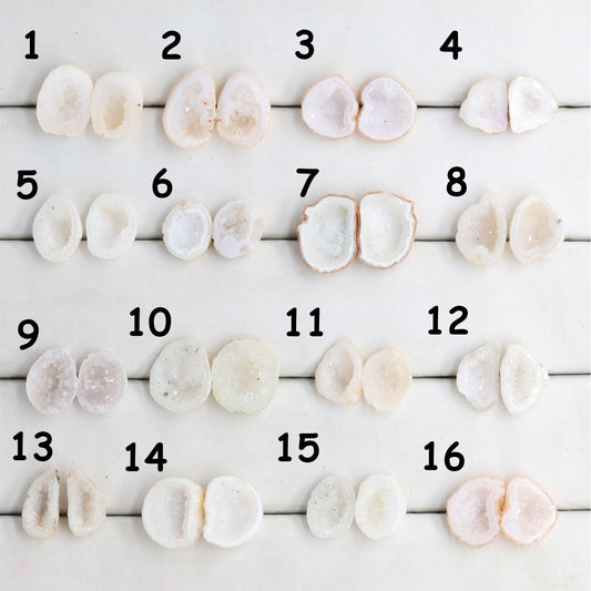 Geode Pairs by Selection 15 - 20 MM White My Store