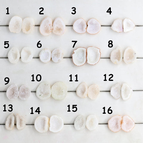 Geode Pairs by Selection 15 - 20 MM White My Store