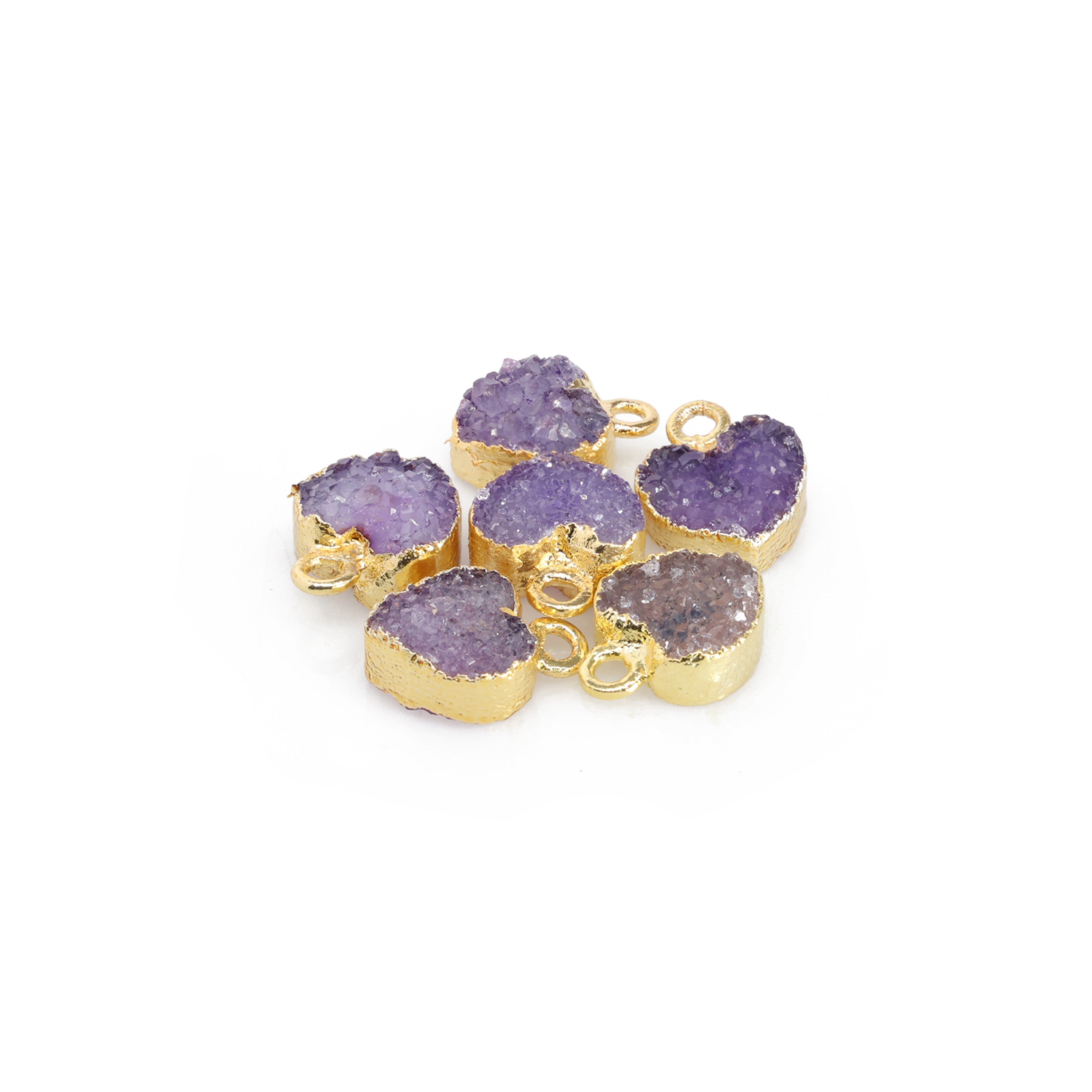 Heart Druzy Natural Gemstone, jewelry making supply, Single Bail, Dainty Minimalist My Store