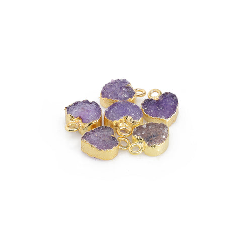 Heart Druzy Natural Gemstone, jewelry making supply, Single Bail, Dainty Minimalist My Store