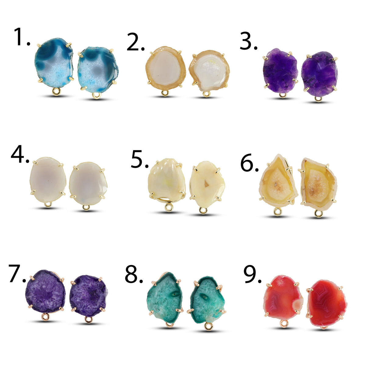 Geode Druzy Slice  Earpost  DIY Earrings Meena Design