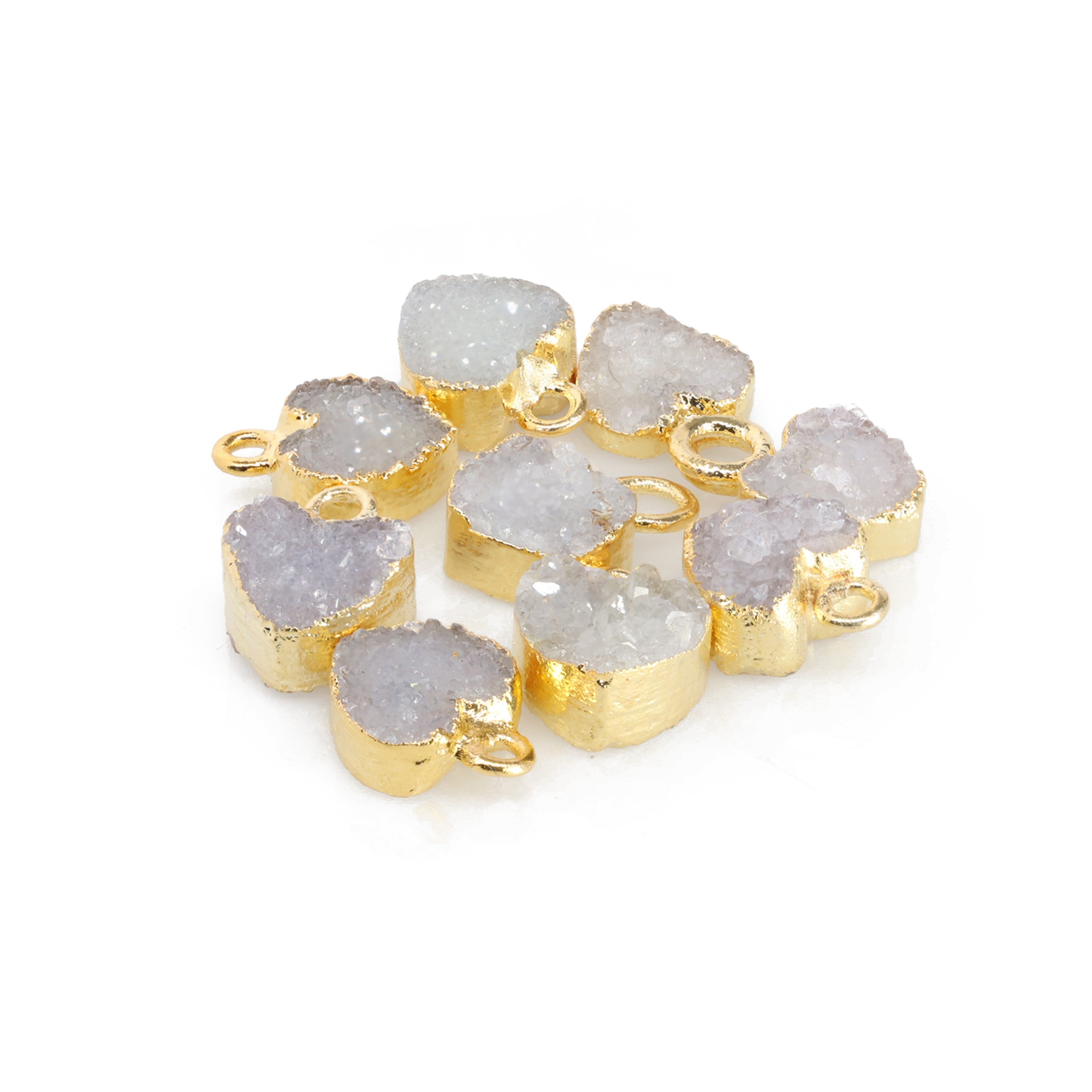 Heart Druzy Natural Gemstone, jewelry making supply, Single Bail, Dainty Minimalist My Store