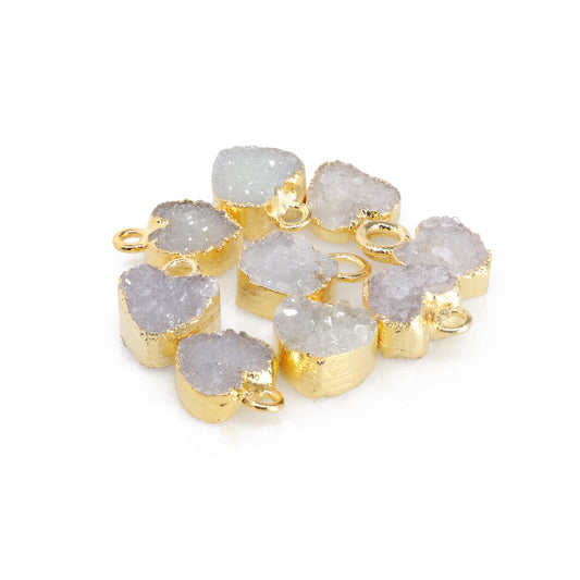 Heart Druzy Natural Gemstone, jewelry making supply, Single Bail, Dainty Minimalist My Store