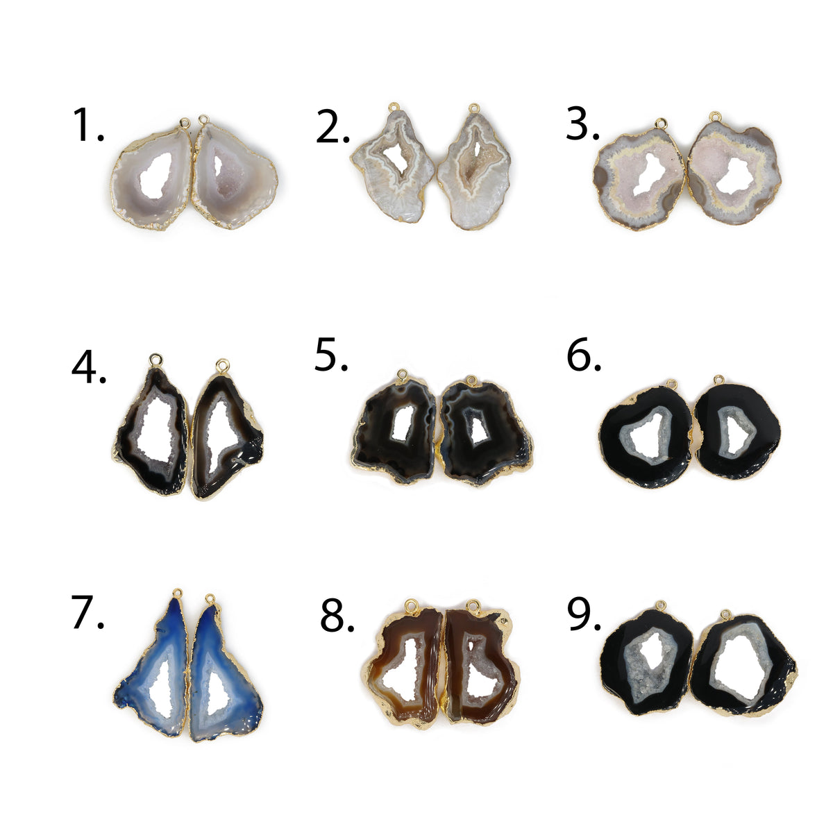 silver Agate Geode Slice Pairs My Store