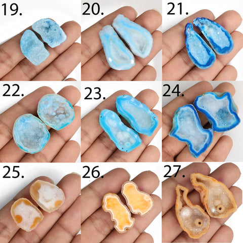 Geode druzy pair stone mix color for customize ***You can Order Exact Piece as in Photos*** Meena Design