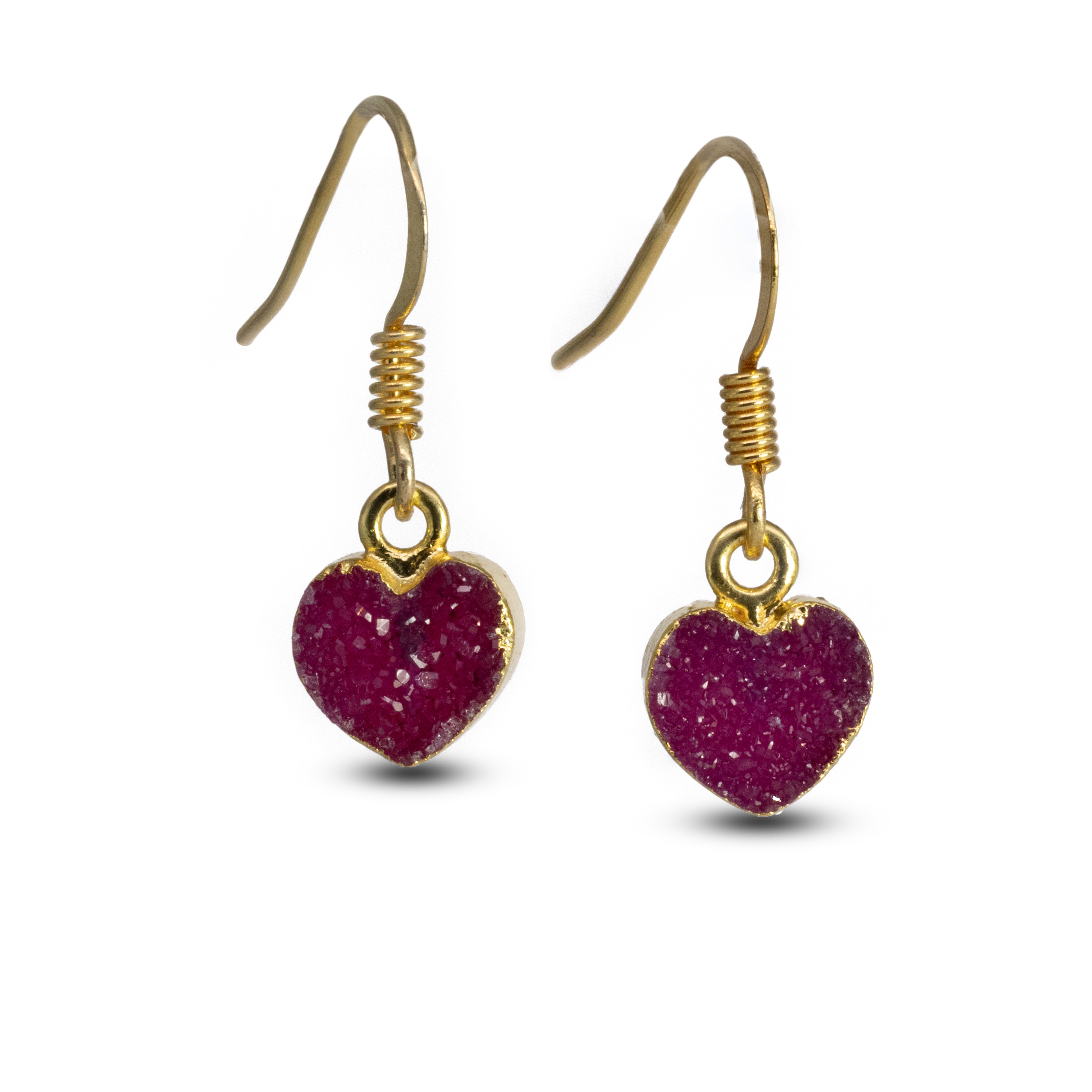 Shiny heart quartz drop earrings for women, ideal for Valentine’s Day or anniversaries