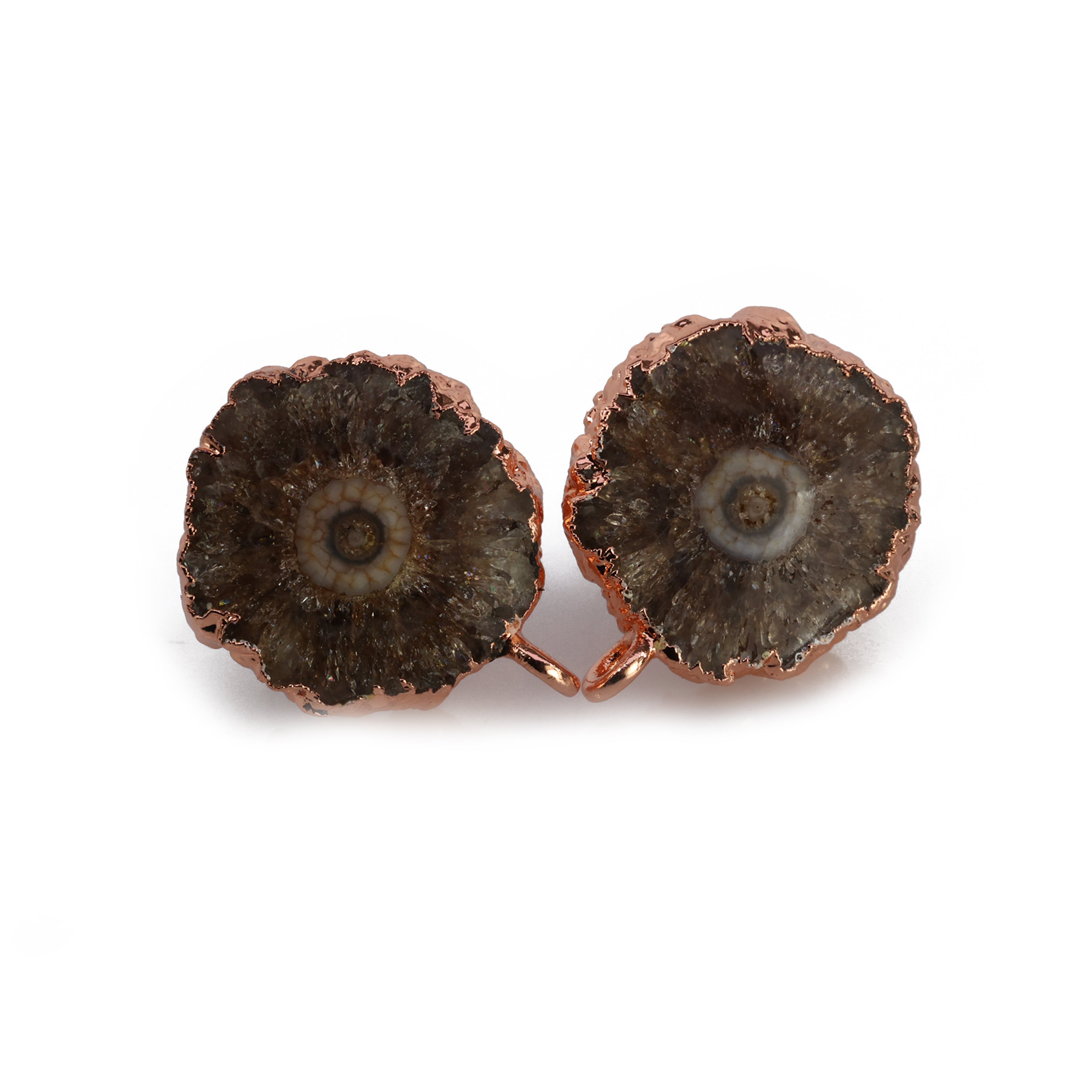 Natural solar quartz earpost for earrings Meena Design