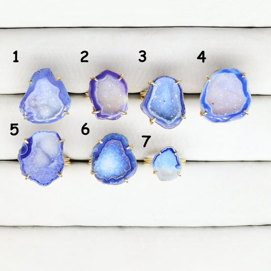Rings by Selection Anokha Brass Gold Plated 15 - 25 MM Blue My Store