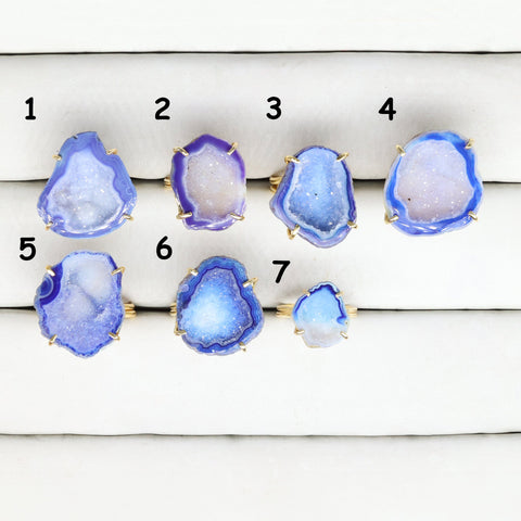 Rings by Selection Anokha Brass Gold Plated 15 - 25 MM Blue My Store