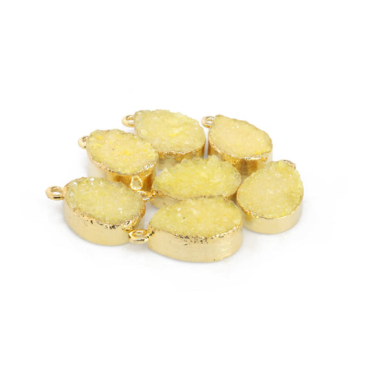Connectors 8 * 12 mm Natural Agate druzy gemstone 24 k gold Edged 1 Bail pear teardrop My Store