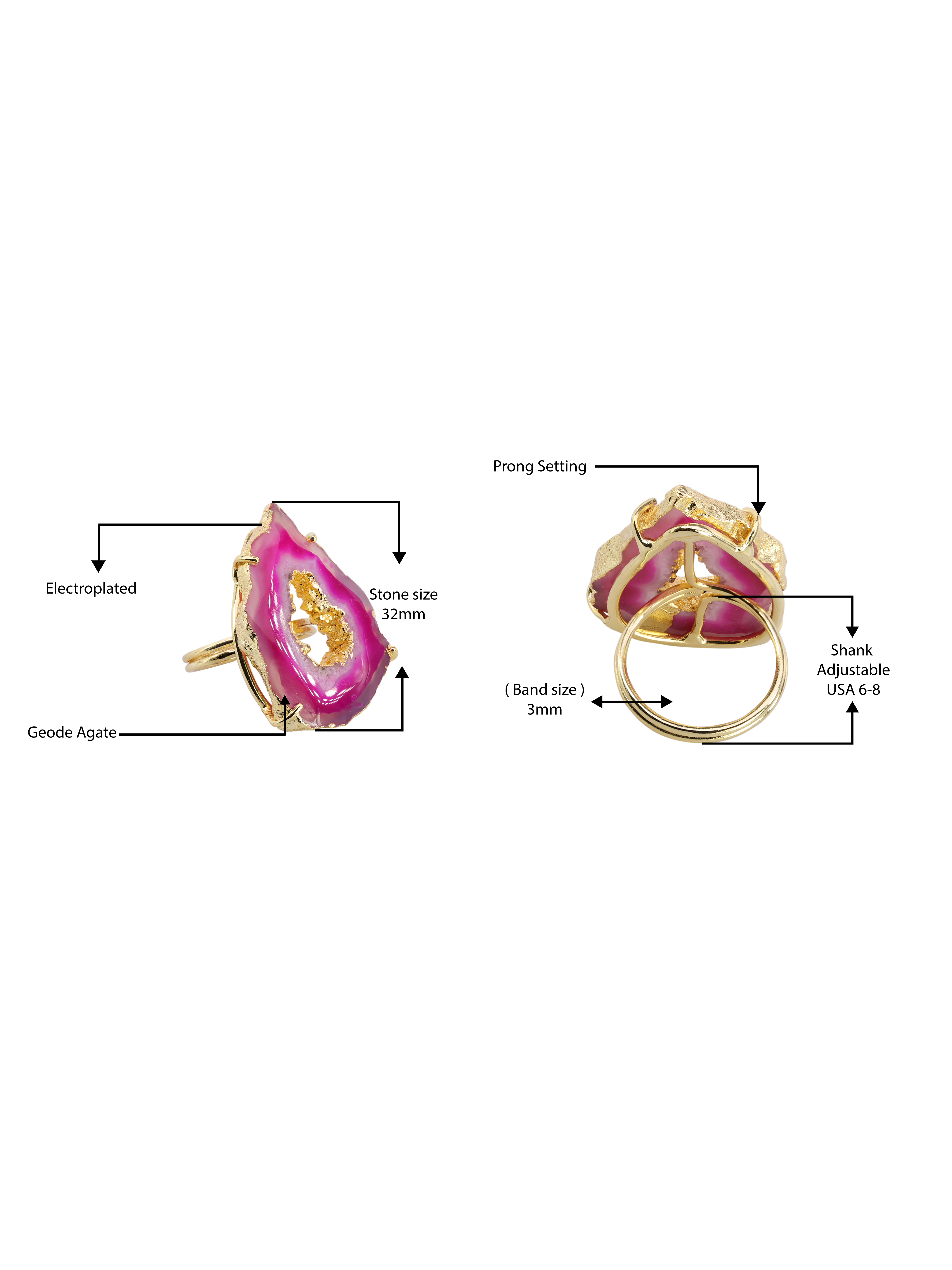 Elegance Geode Druzy Slice Ring, Wholesale Store & Gem Show Supply My Store