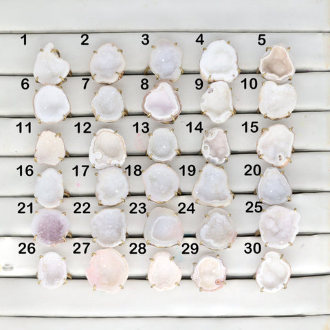 Geode Rings stone by Selection 20 - 25 mm White My Store