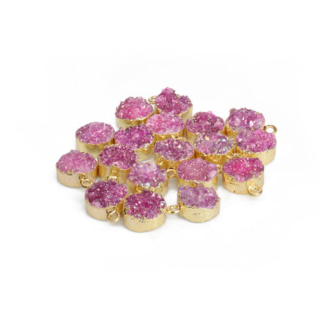 Natural Druzy Quartz Round Gold Edged Titanium AB Coated, 10 MM My Store