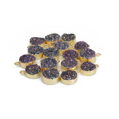 Natural Druzy Quartz Round Gold Edged Titanium AB Coated, 10 MM My Store