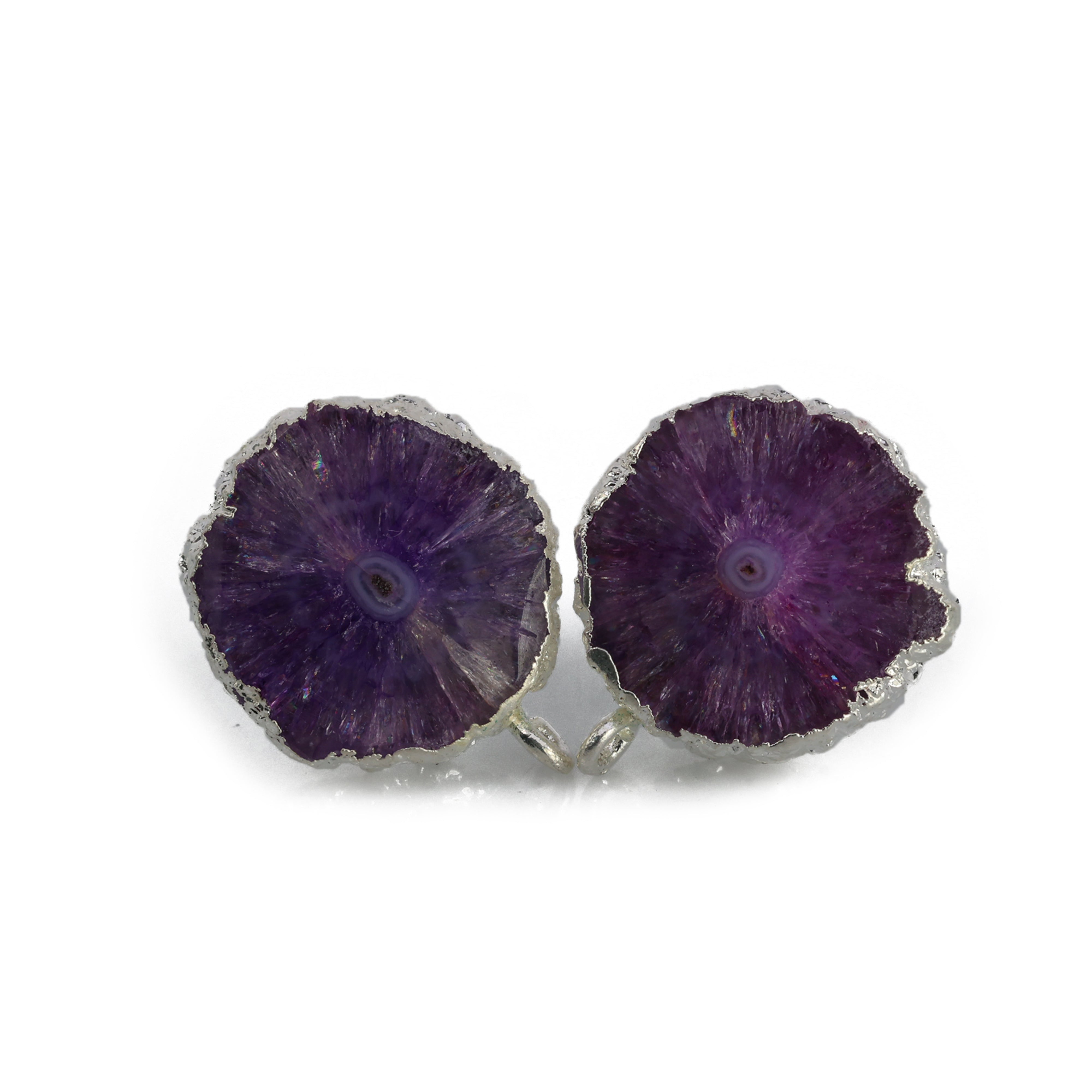 Natural solar quartz earpost for earrings Meena Design