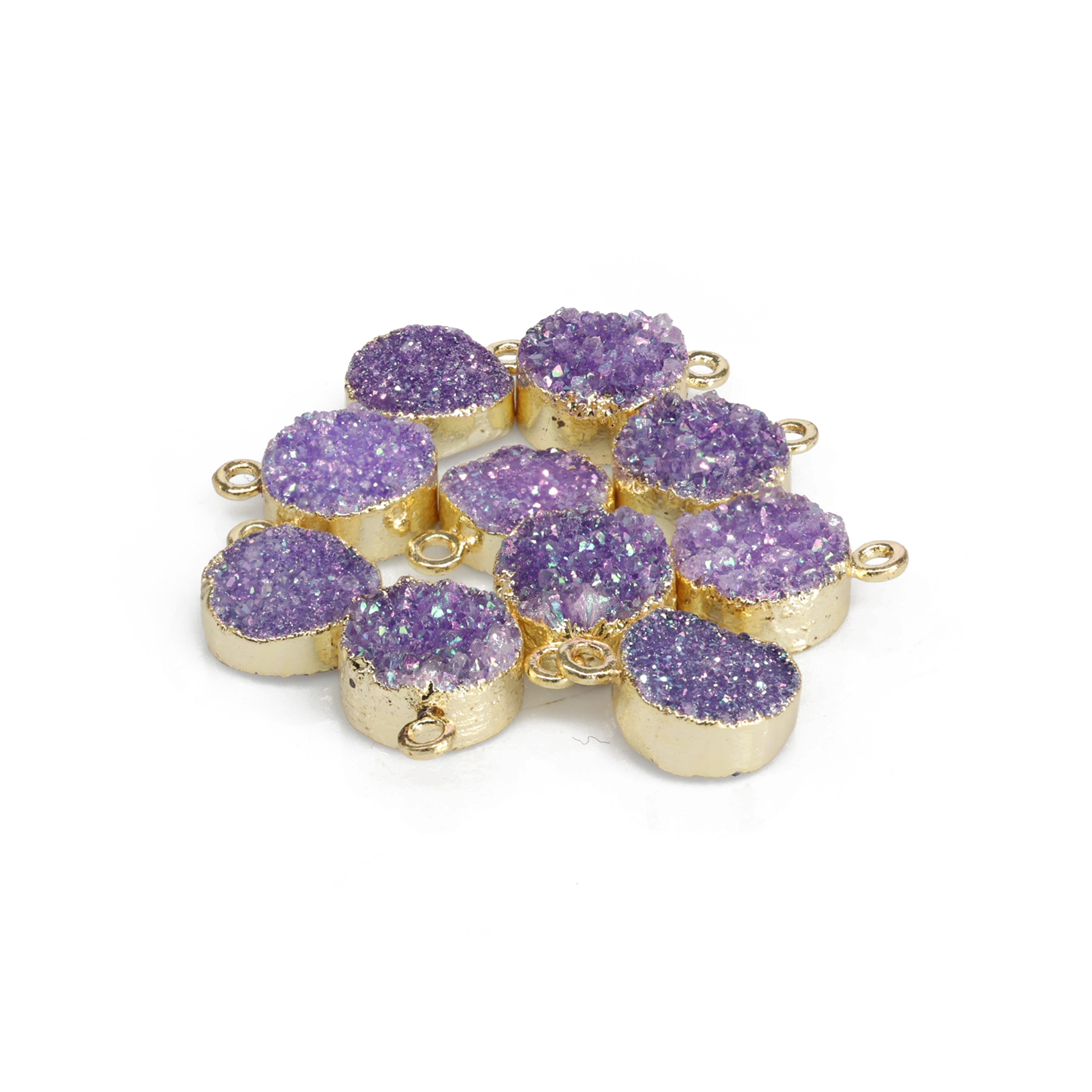 Natural Druzy Quartz Round Gold Edged Titanium AB Coated, 10 MM My Store
