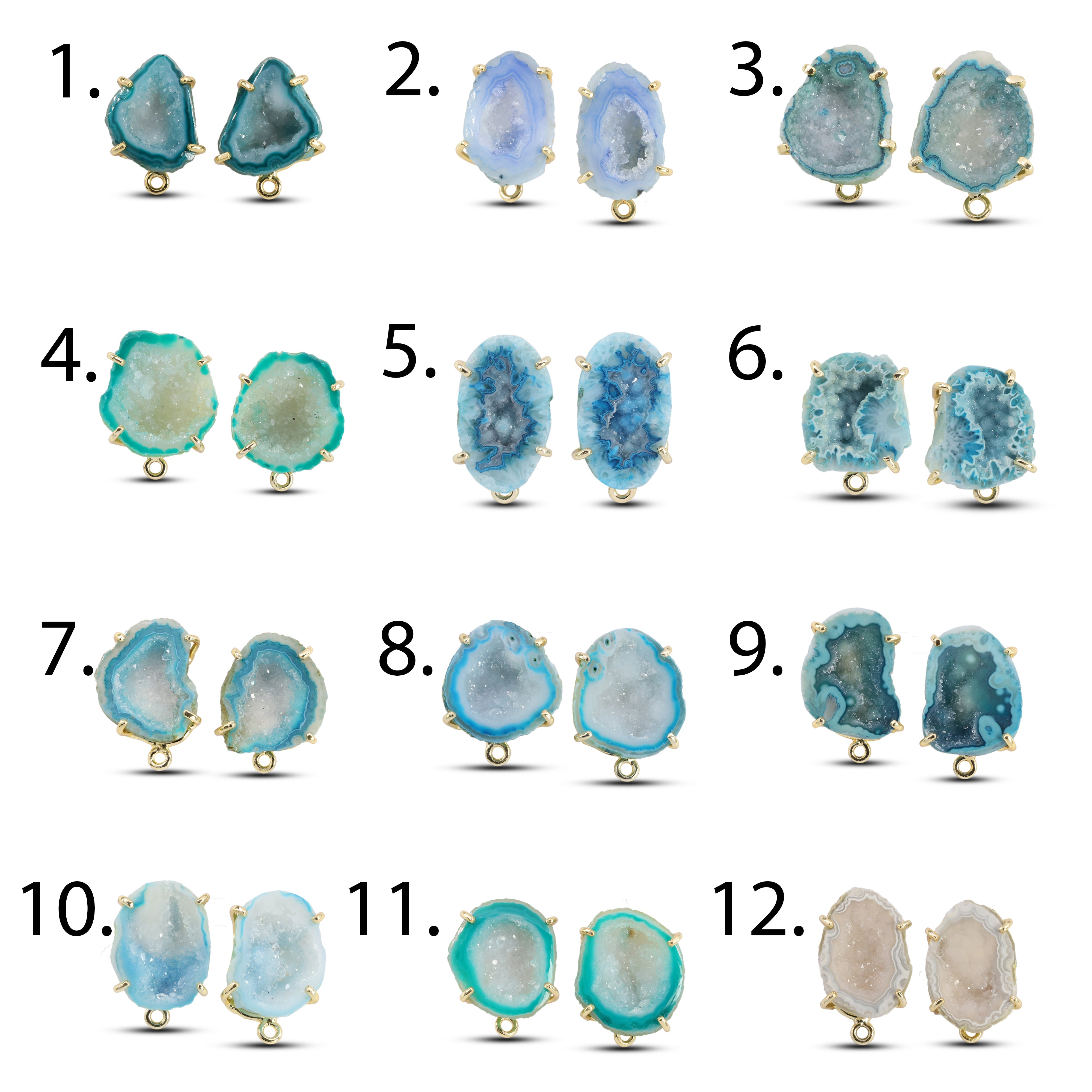 Geode Druzy Ear post  DIY Earrings Meena Design