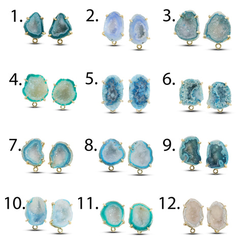 Geode Druzy Ear post  DIY Earrings Meena Design