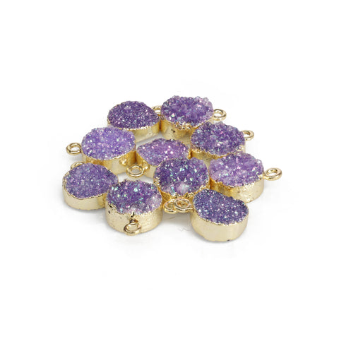 Natural Druzy Quartz Round Gold Edged Titanium AB Coated, 10 MM My Store