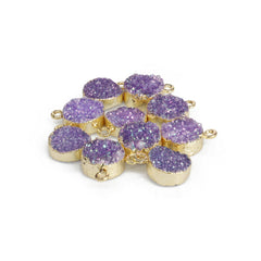 Natural Druzy Quartz Round Gold Edged Titanium AB Coated, 10 MM My Store