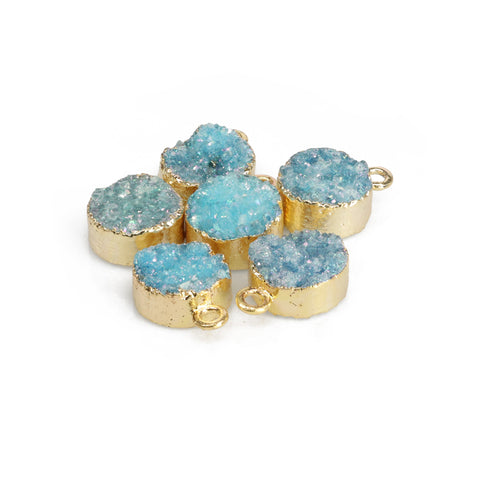 Natural Druzy Quartz Round Gold Edged Titanium AB Coated, 10 MM My Store