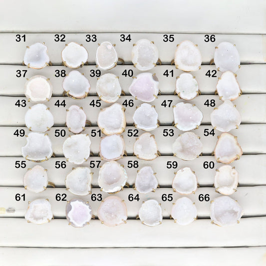 Geode Rings stone by Selection 20 - 25 mm White My Store