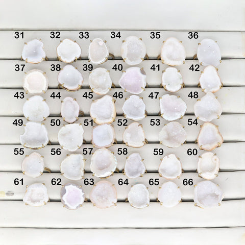 Geode Rings stone by Selection 20 - 25 mm White My Store