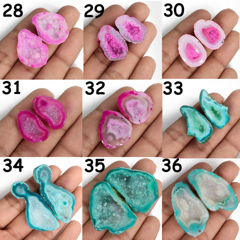 Geode druzy pair stone mix color for customize ***You can Order Exact Piece as in Photos*** Meena Design
