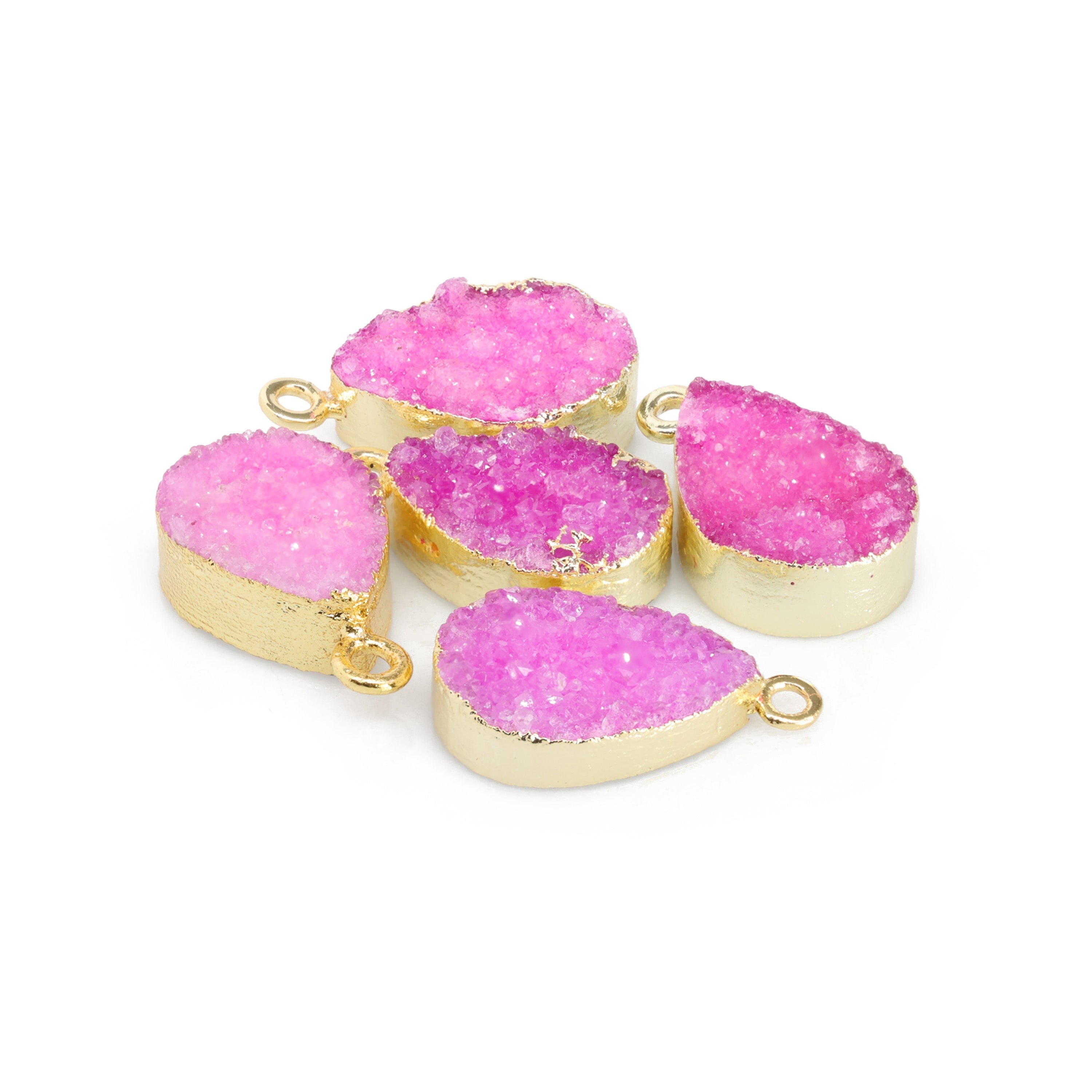Connectors 8 * 12 mm Natural Agate druzy gemstone 24 k gold Edged 1 Bail pear teardrop My Store
