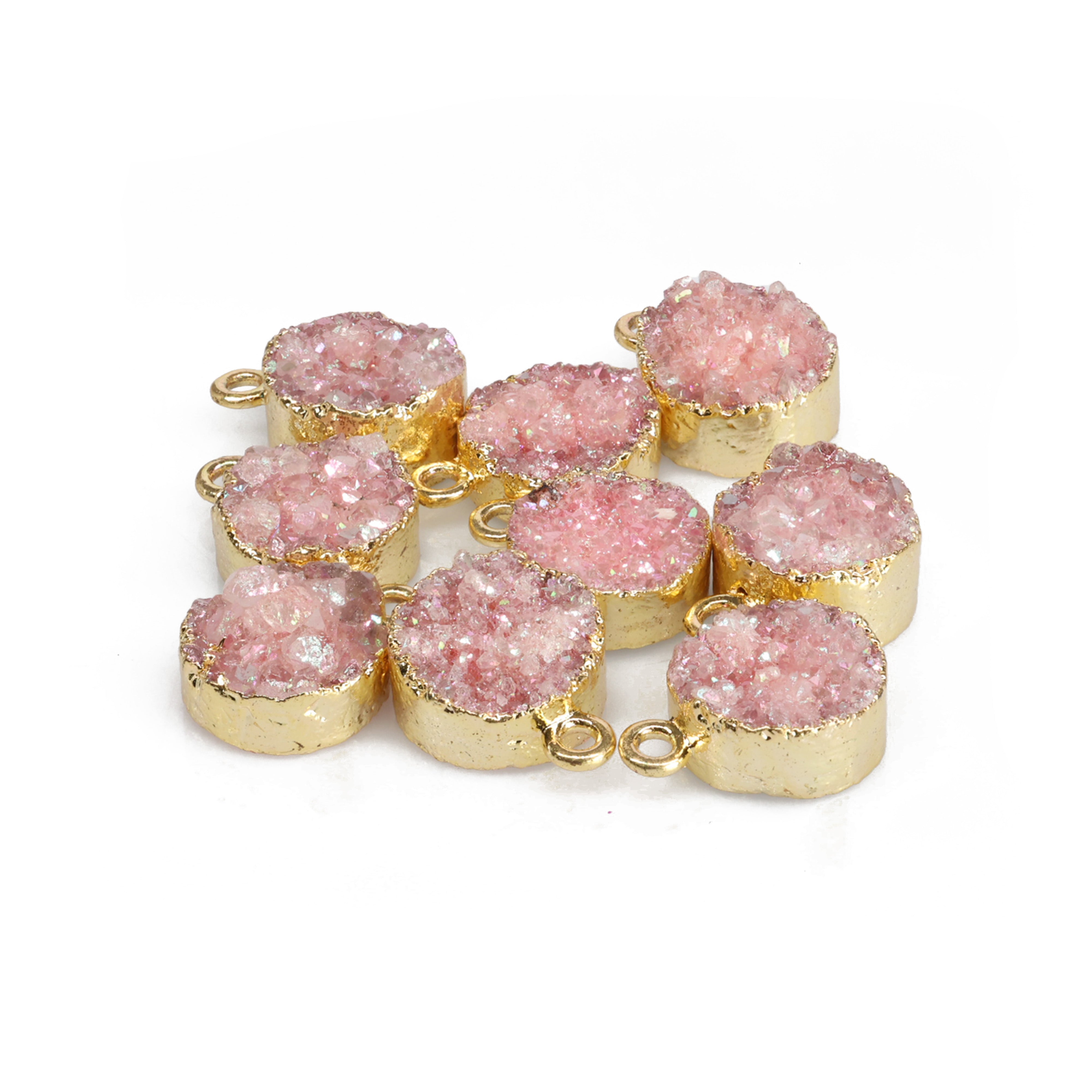 Natural Druzy Quartz Round Gold Edged Titanium AB Coated, 10 MM My Store