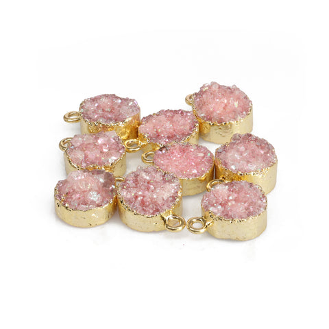 Natural Druzy Quartz Round Gold Edged Titanium AB Coated, 10 MM My Store
